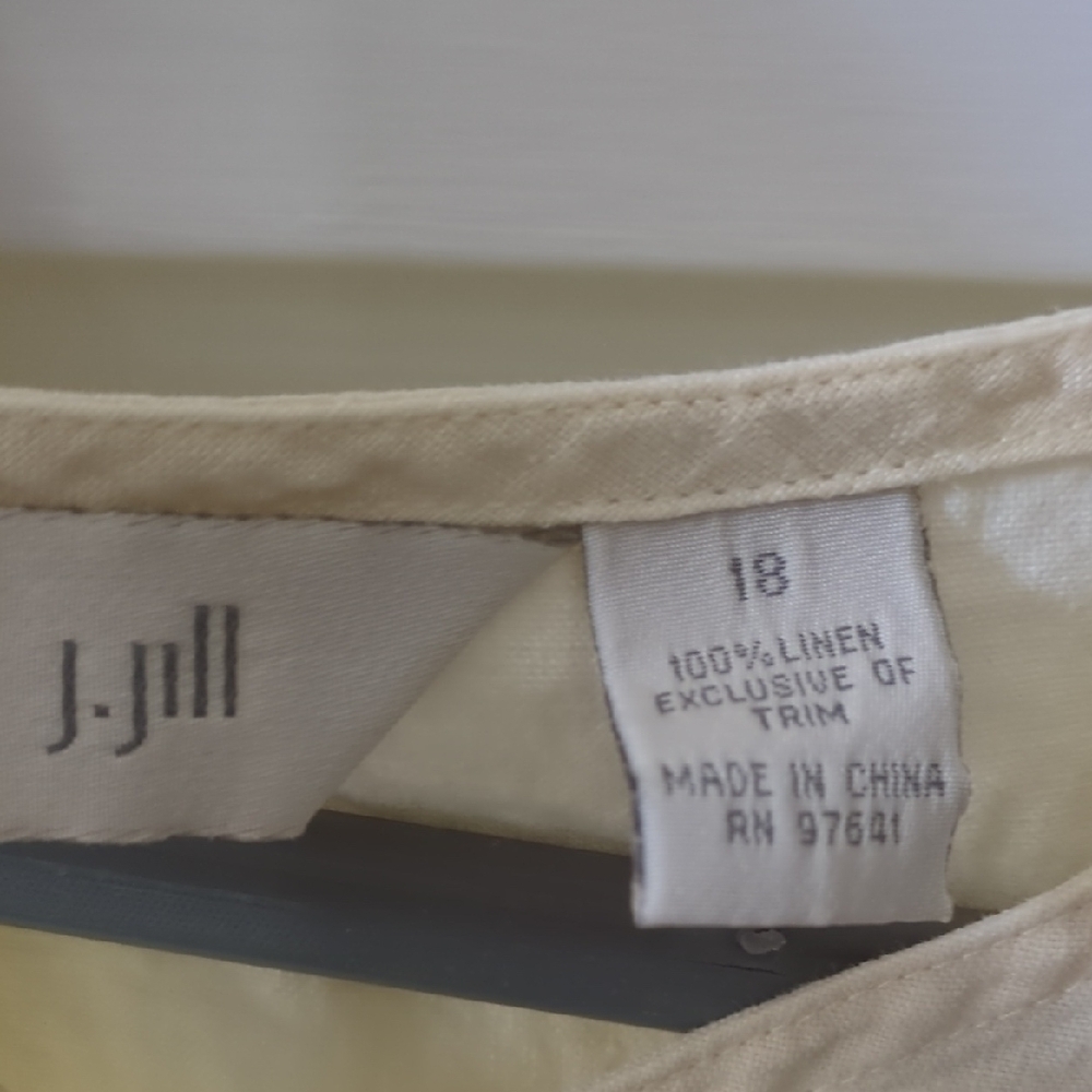 Yellow Sleeveless Dress J. Jill Linen Embroidered Summer BBQ - Picture 3 of 4